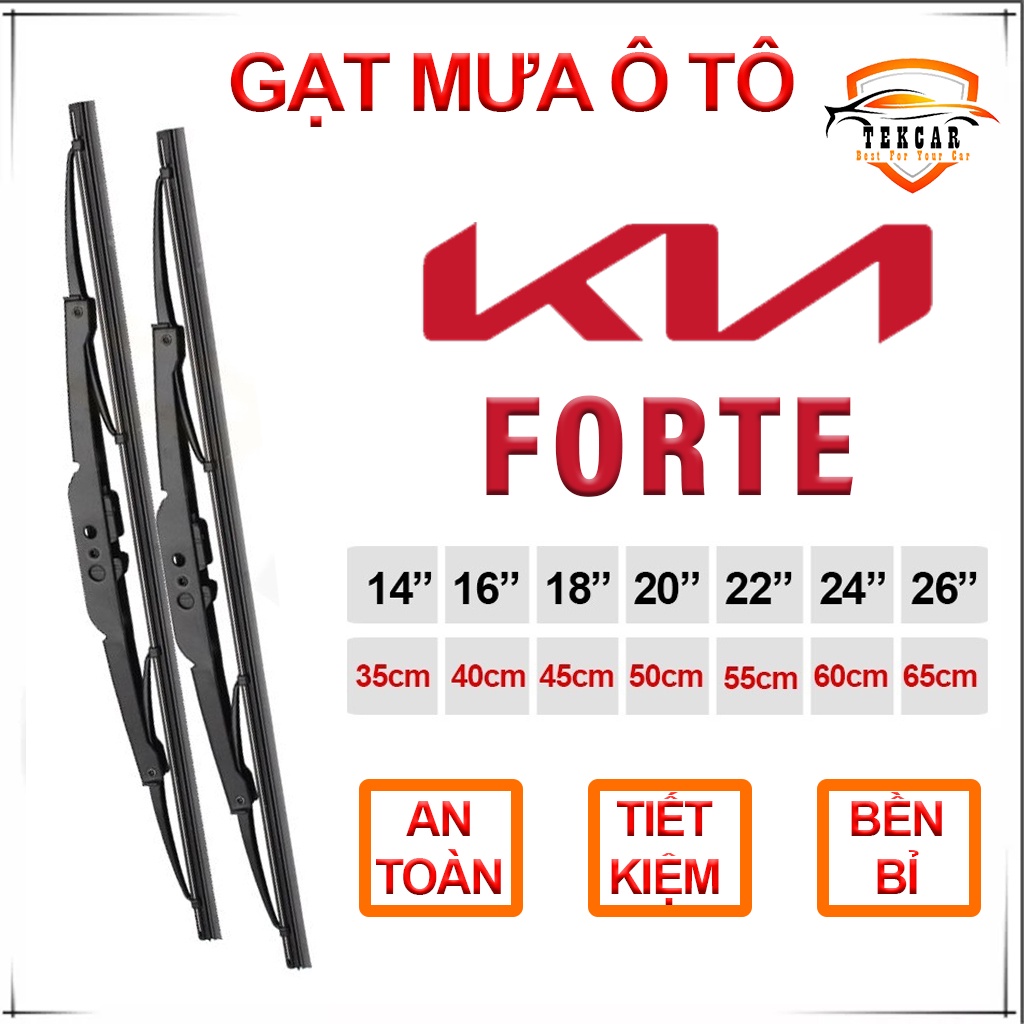 [1 CẶP-KIA FORTE ] Gạt mưa ô tô xe Kia Forte/K3 cần gạt kính khung xương sắt lưỡi silicon, thanh cần lưỡi gạt nước mưa