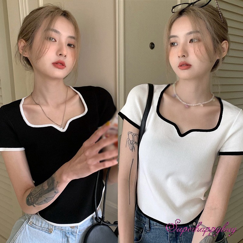 Áo Thun Tay Ngắn Dáng Ôm Dễ Phối Đồ Thời Trang Cho Nữ