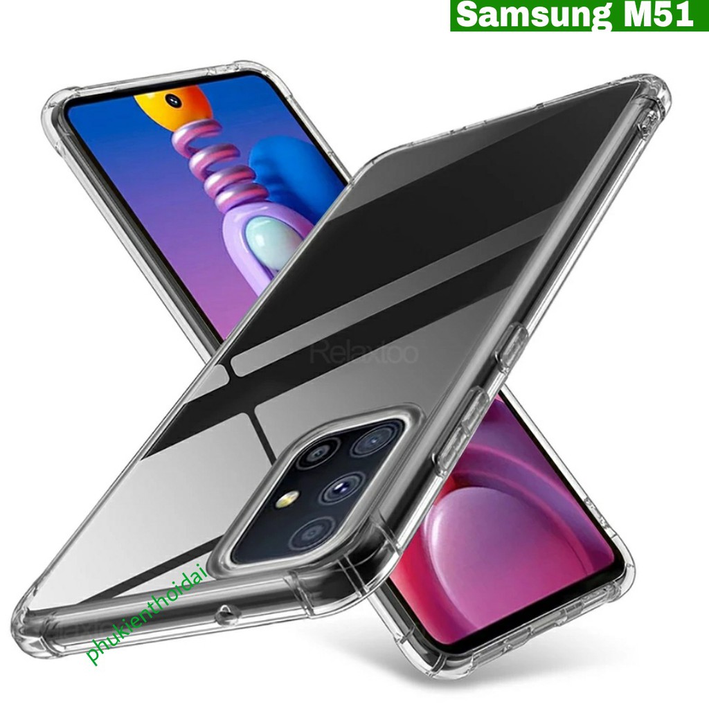 Ốp lưng Samsung M51 dẻo trong suốt lồi 4 góc lâu ố vàng cao cấp