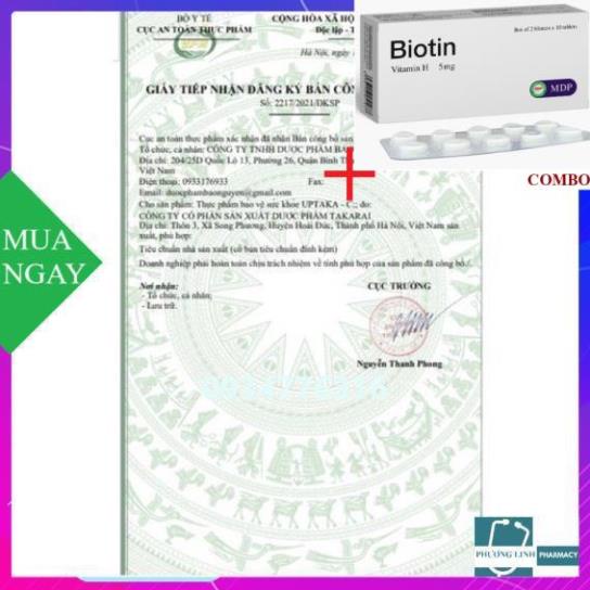Combo Biotin 5mg+ C sủi Vitamin C 1000mg hỗ trợ tăng cường sức đề kháng – Tuýp 10 viên