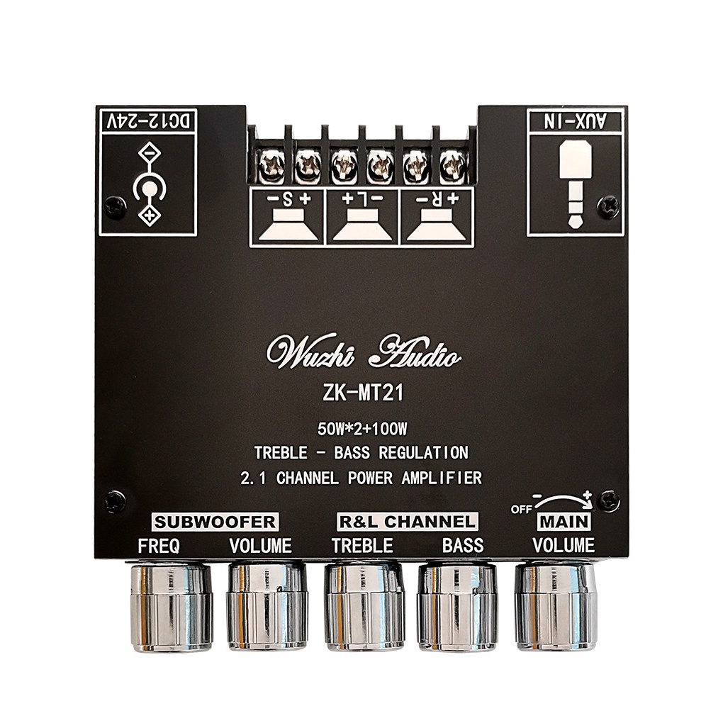 Bảng Mạch Khuếch Đại Âm Thanh Siêu Trầm ZK-MT21 TPA3116 2.1 Kênh Bluetooth 5.0 50WX2+100W AUX