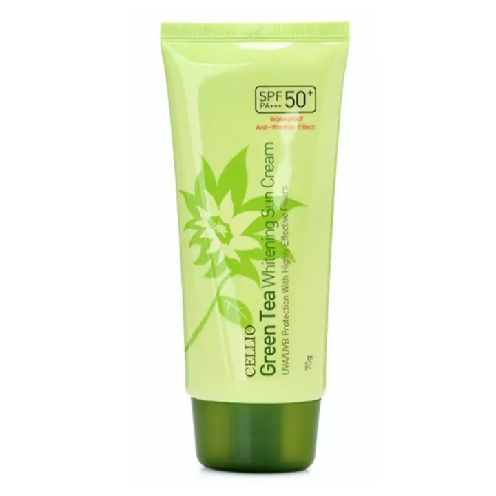 Kem chống nắng Cellio Green Tea Whitening Sun Cream SPF50 PA+++, kem chống nắng chiết xuất trà xanh