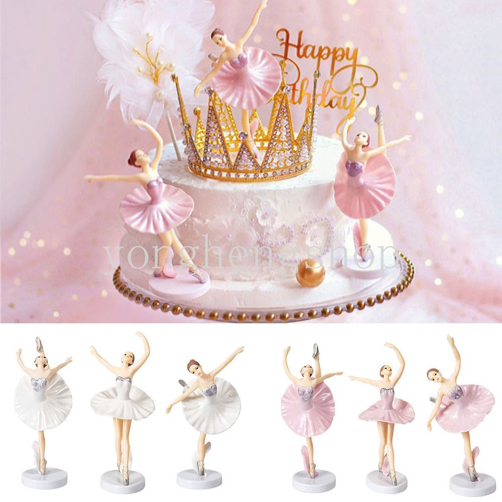Set 3 Que Cắm Trang Trí Bánh Hình Cô Gái Múa Ballet Xinh Xắn