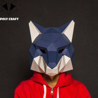 Mô hình mặt nạ giấy Đầu Sói xám 3D POLYCRAFT