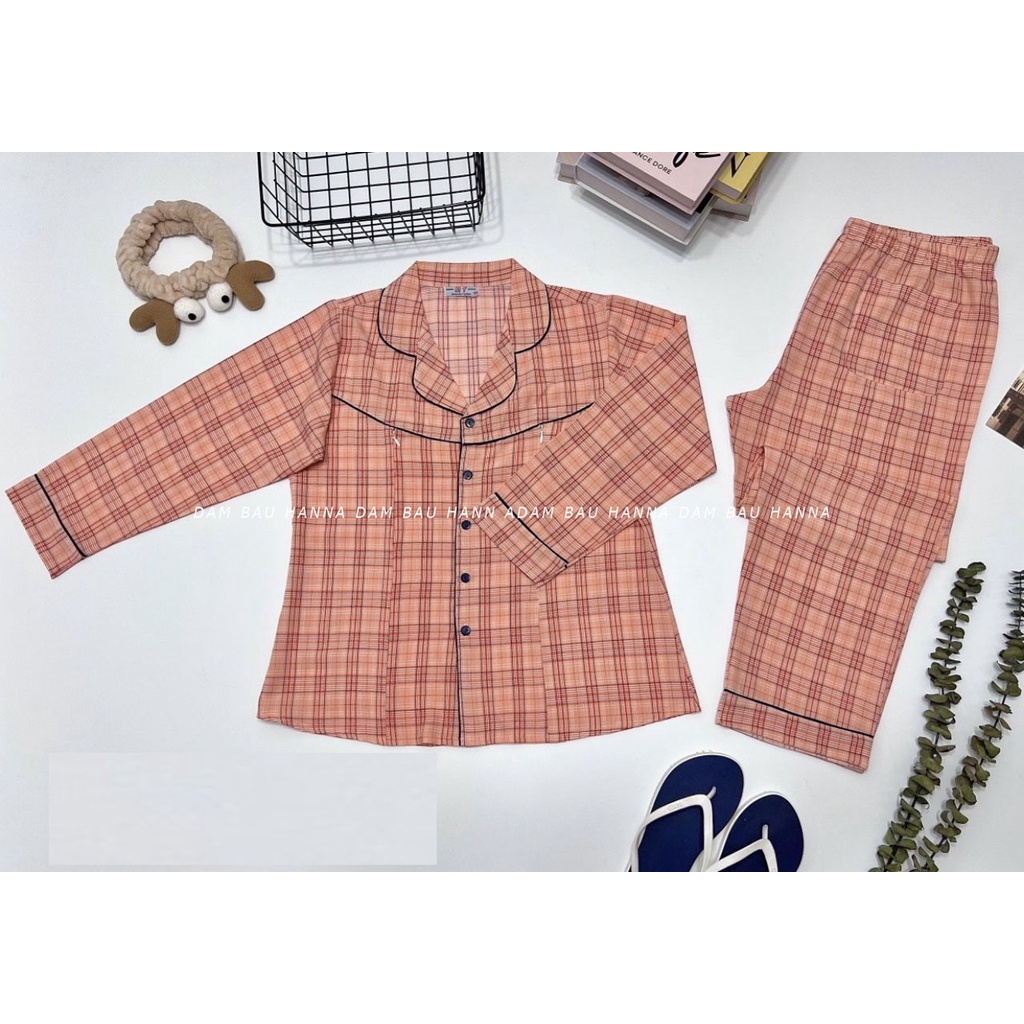 [SIZE 40-77kg] Bộ Đồ Bầu &amp; Sau Sinh Pizama Có Khóa Bé Ty HANNA Vải Lụa Cao Cấp Co Dãn Không Xù Thoáng Mát Thoải Mái Có T