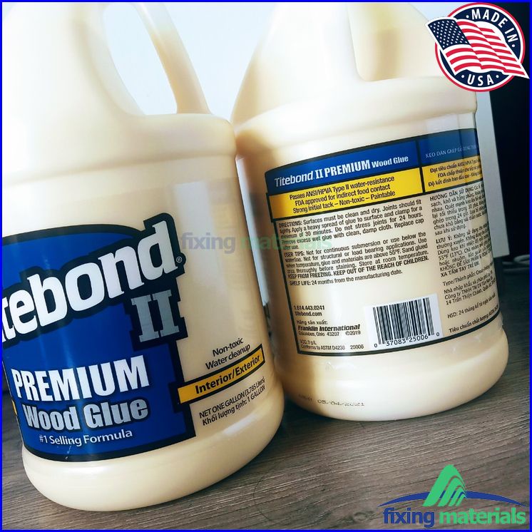 Keo dán gỗ CHÍNH HÃNG Titebond II Premium Wood Glue, Chai xanh 3.785L, Made in USA