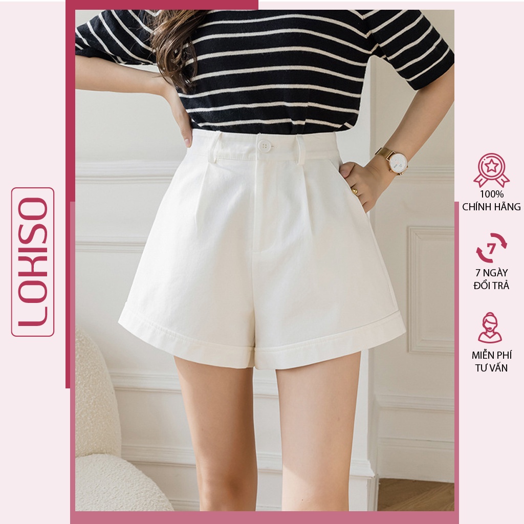 Quần short nữ cạp cao ống rộng đẹp ulzzang lưng cao bigsize LOKISO QS03