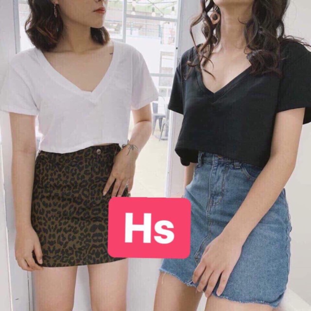 Áo croptop cổ tim khoét HSU1