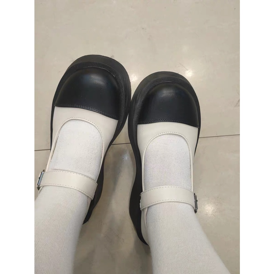 Giày Lolita đế bằng da mềm quai ngang kiểu dáng đơn giản Mary Jane phong cách Ulzzang Hàn Quốc hottrend