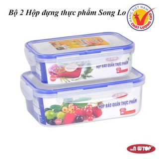 2 Hộp Đựng Thực phẩm 4 khóa Song Long 2241 (800ml + 1350ml)