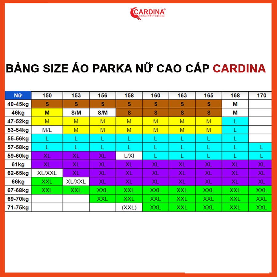 Áo PARKA nữ CARDINA lót lông cừu cao cấp siêu ấm cho mùa đông không lạnh 1PKF.