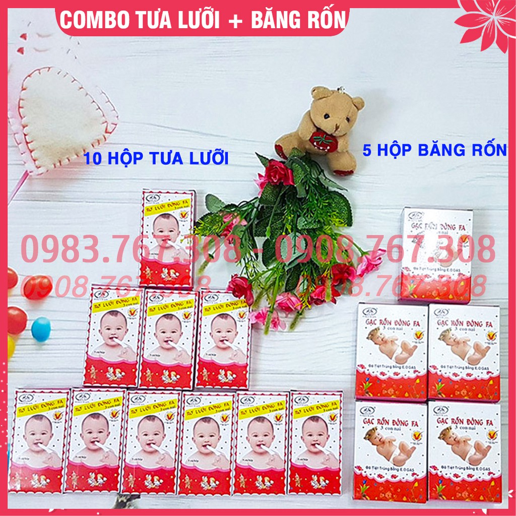 COMBO 10 Hộp Tưa Lưỡi + 5 Hộp Băng Rốn Đông Fa Cho Bé