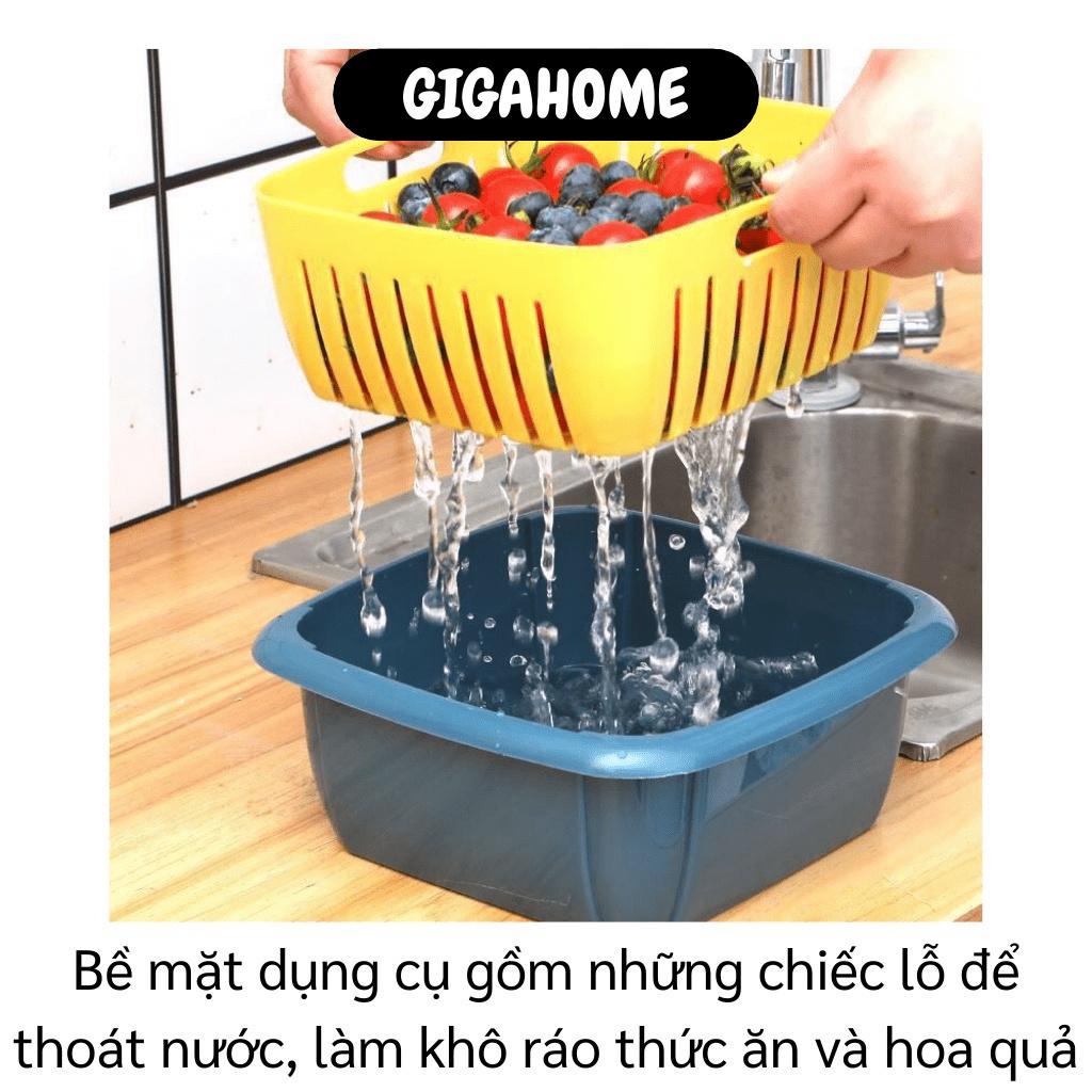 Bộ rổ thau thông minh   GIÁ VỐN]  Bộ rổ kèm thau có nắp đậy đa năng bền đẹp 9496