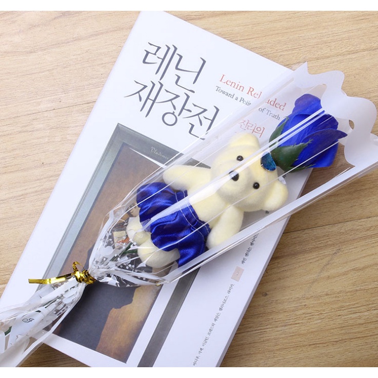Hoa Hồng sáp 1 Bông Kèm Gấu dễ thương giá rẻ quà tặng ý nghĩa cho chị em phụ nữ dịp 20/10, 8/3, 14/2
