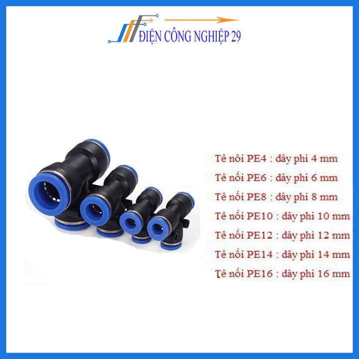 Đầu nối chữ T cho hệ thống phun sương,khí nén đầy đủ kích thước 4mm,6mm,8mm ,10mm,12mm,14mm,16mm