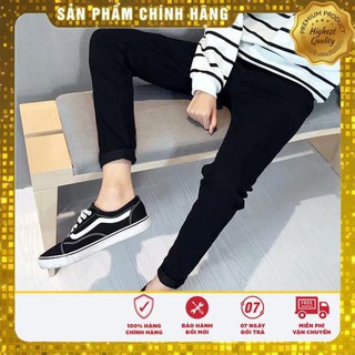 Quần Jean Dài Dáng Ôm Màu Đen Phối Khóa Kéo Xếp Ly Phong Cách Hip Hop Cá Tính Cho Nam
