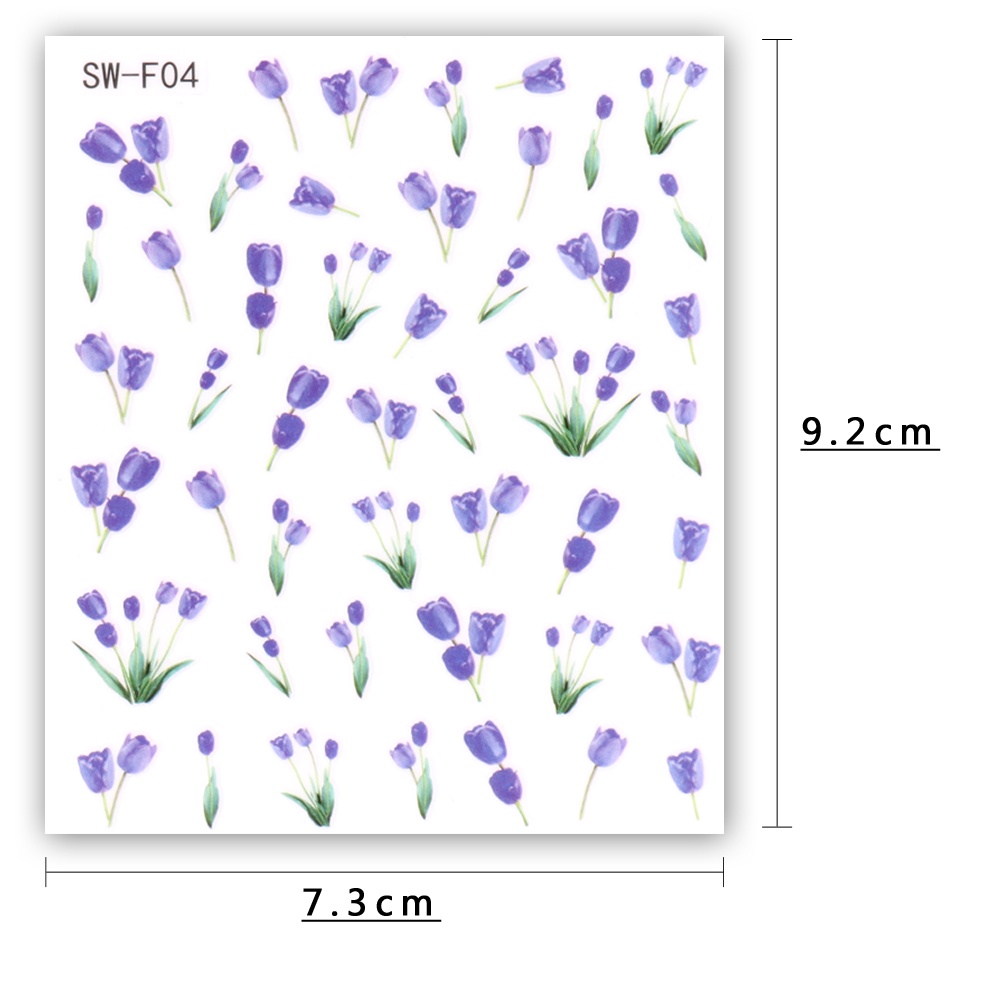 Miếng Dán Trang Trí Móng Tay Hình Hoa Tulip 3D Thanh Lịch