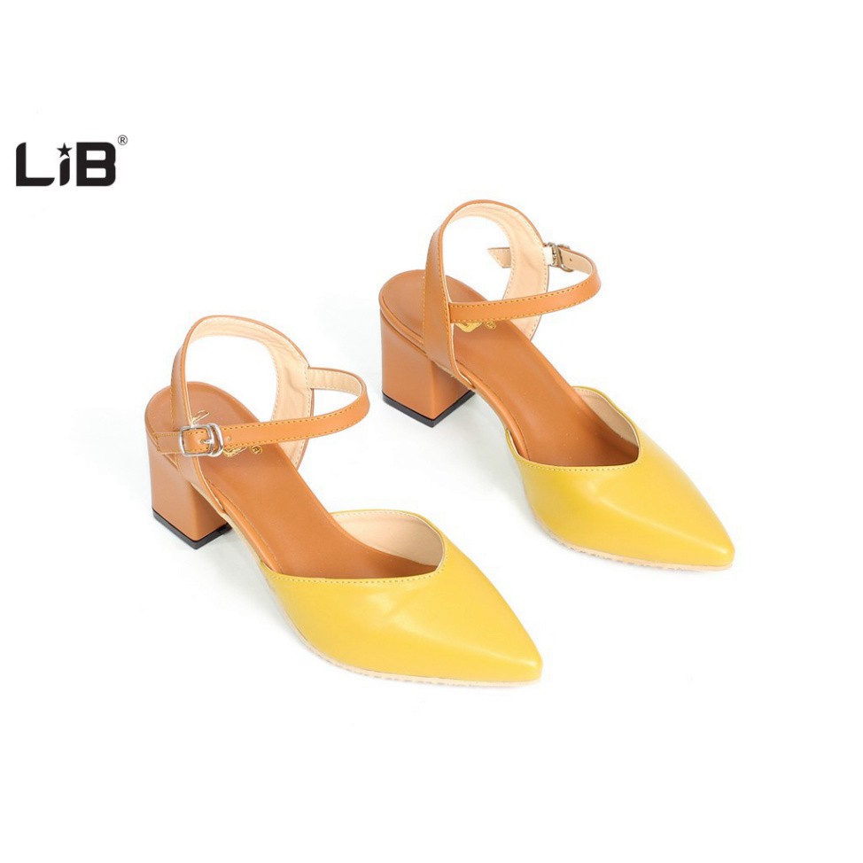 Giày Cao Gót Nữ 5cm Bít Mũi Phối Màu Quai Hậu S515