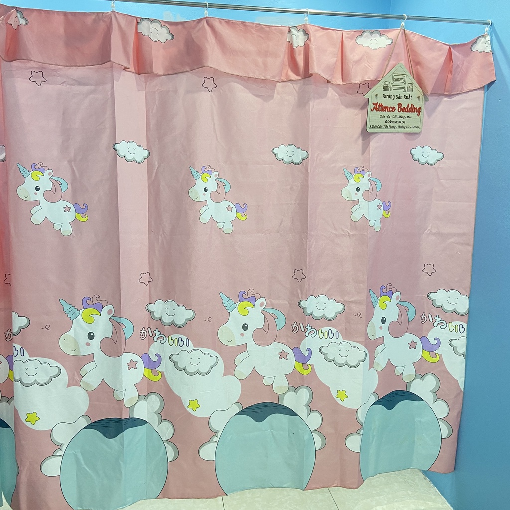Rido rèm cửa ngăn phòng chắn nắng có may sẵn móc treo In họa tiết ngộ nghĩnh dễ thương nhiều kích thước ATTENCO