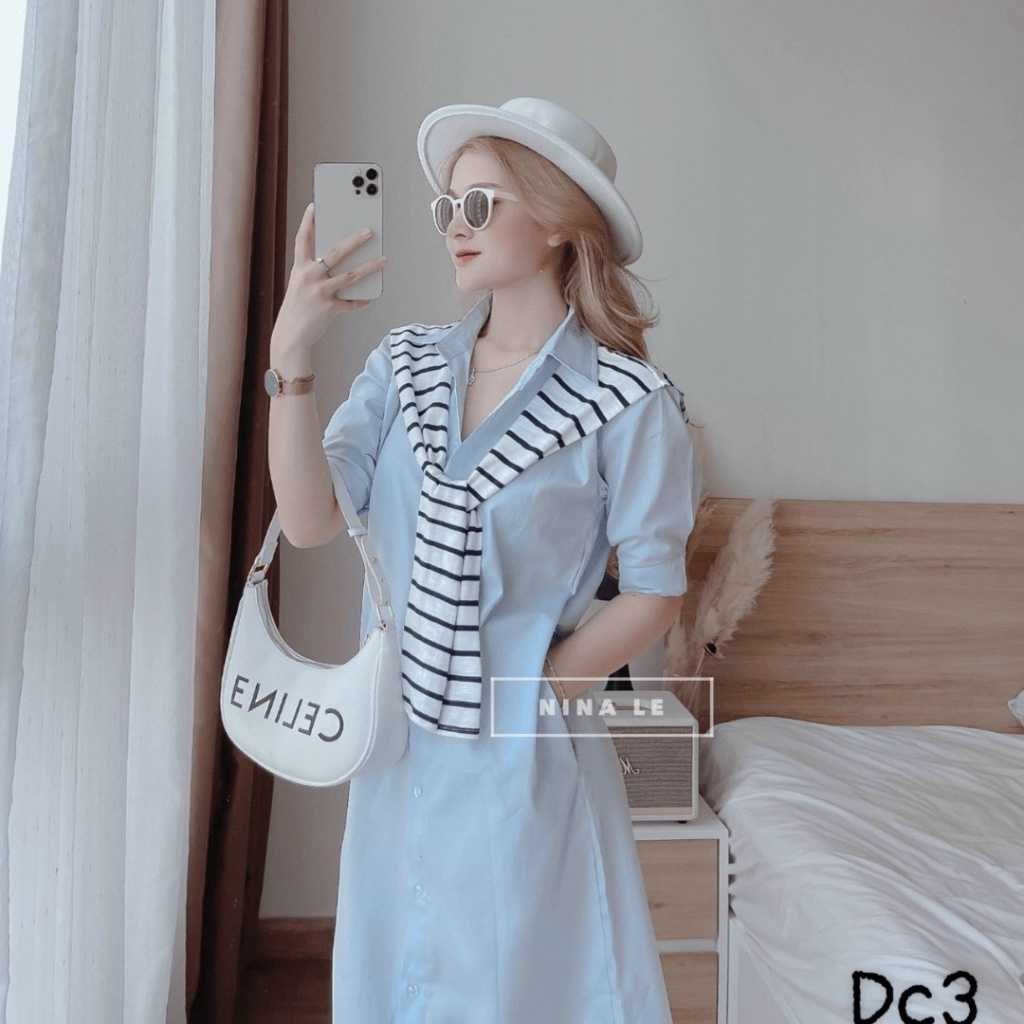 (Free ship) Xả Lỗ Mẫu Đầm Lụa Suông Cổ Sơ Mi Siêu Dễ THương Giá Rẻ Như Cho UP VLTN Shop