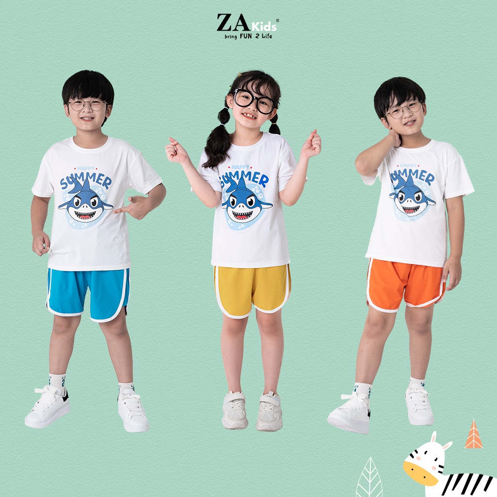 Bộ Quần Áo Thun Ngắn Tay Bé Trai Và Bé Gái  ZA KIDS ZA22017TN