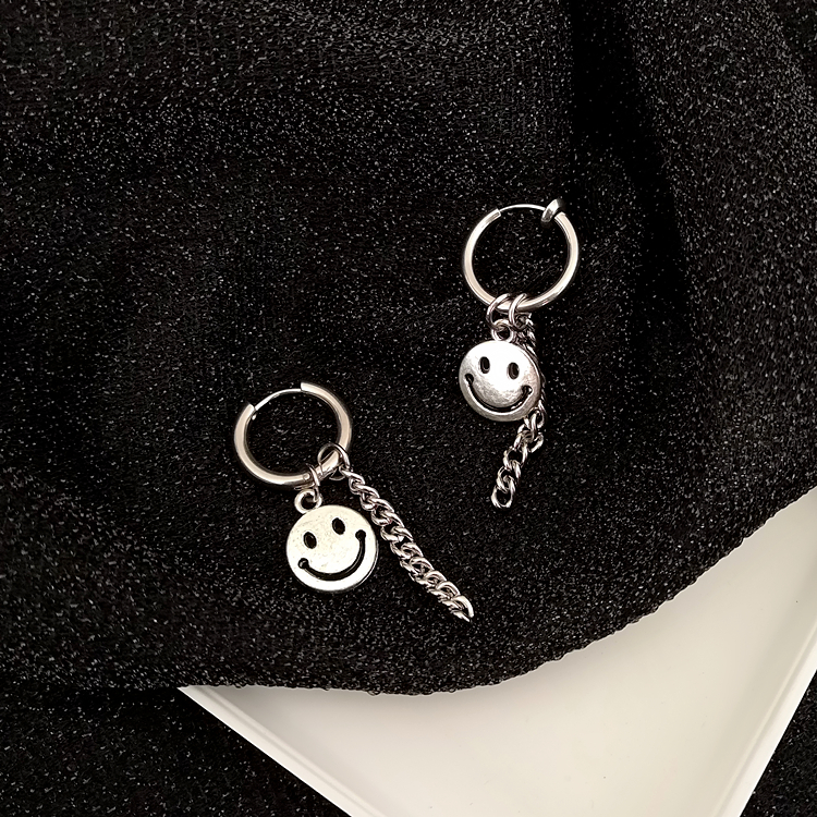 Bông tai dài hình mặt cười phong cách retro thời trang