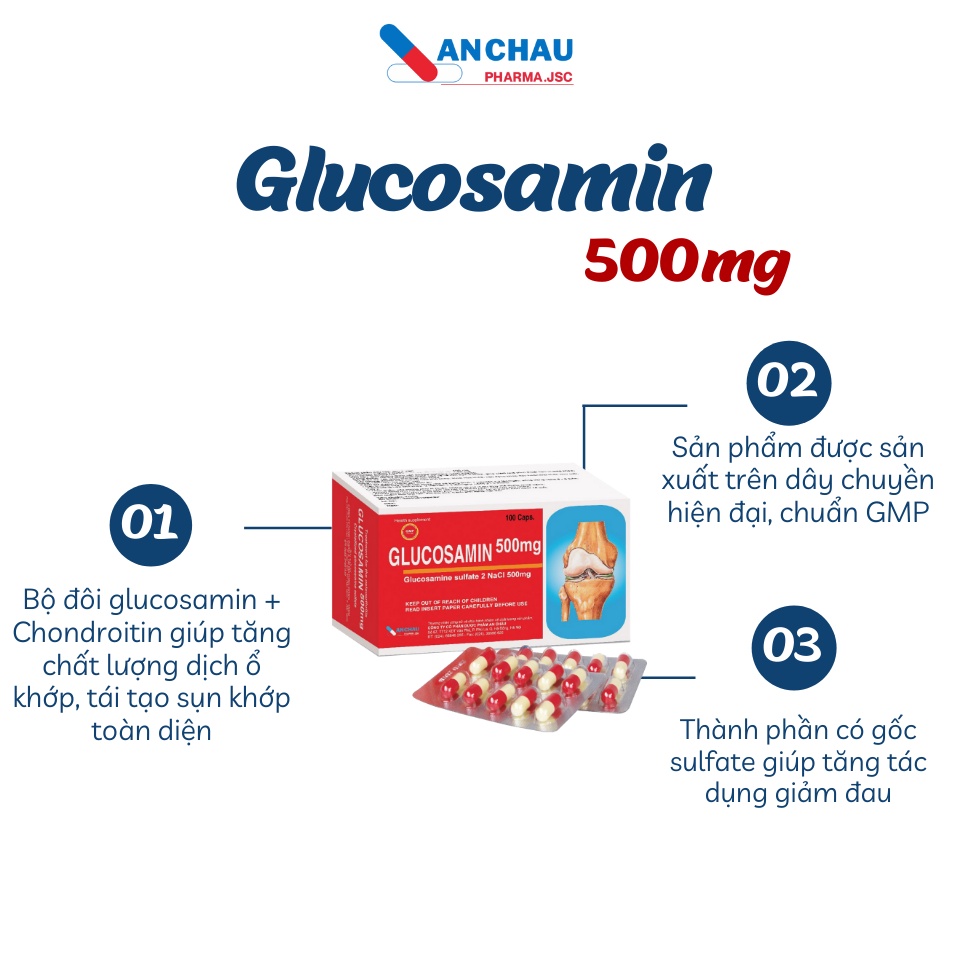 Glucosamin 500  - tái tạo sụn khớp, giúp xương chắc khỏe
