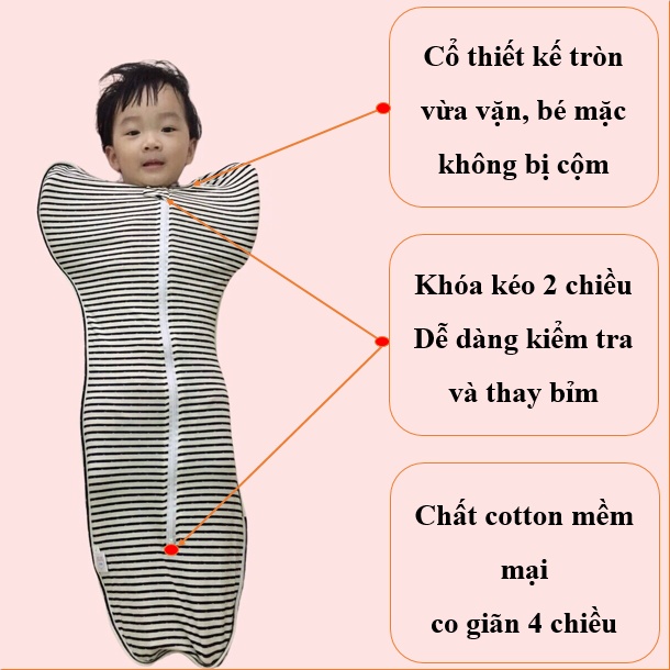 Nhộng chũn cho bé ngủ ngoan [COTTON MỀM MÁT] co giãn đàn hồi cực tốt