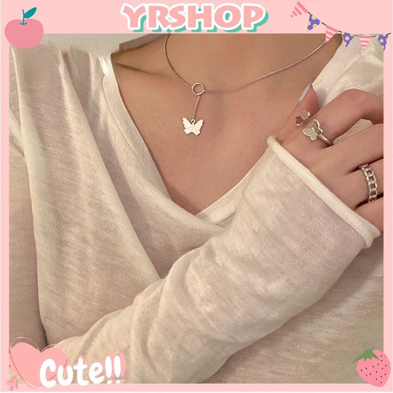 Vòng cổ hợp kim mặt hình bướm đơn giản thời trang cho nữ