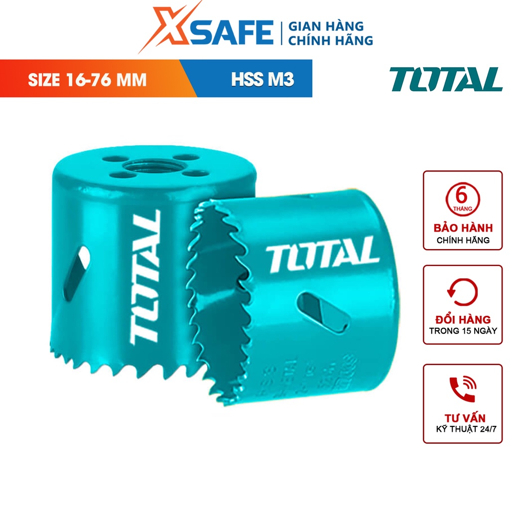 Mũi khoét kim loại TOTAL đường kính 16-76mm, độ cắt sâu 38mm, chất liệu HSS M3 Bi-metal [CHÍNH HÃNG]