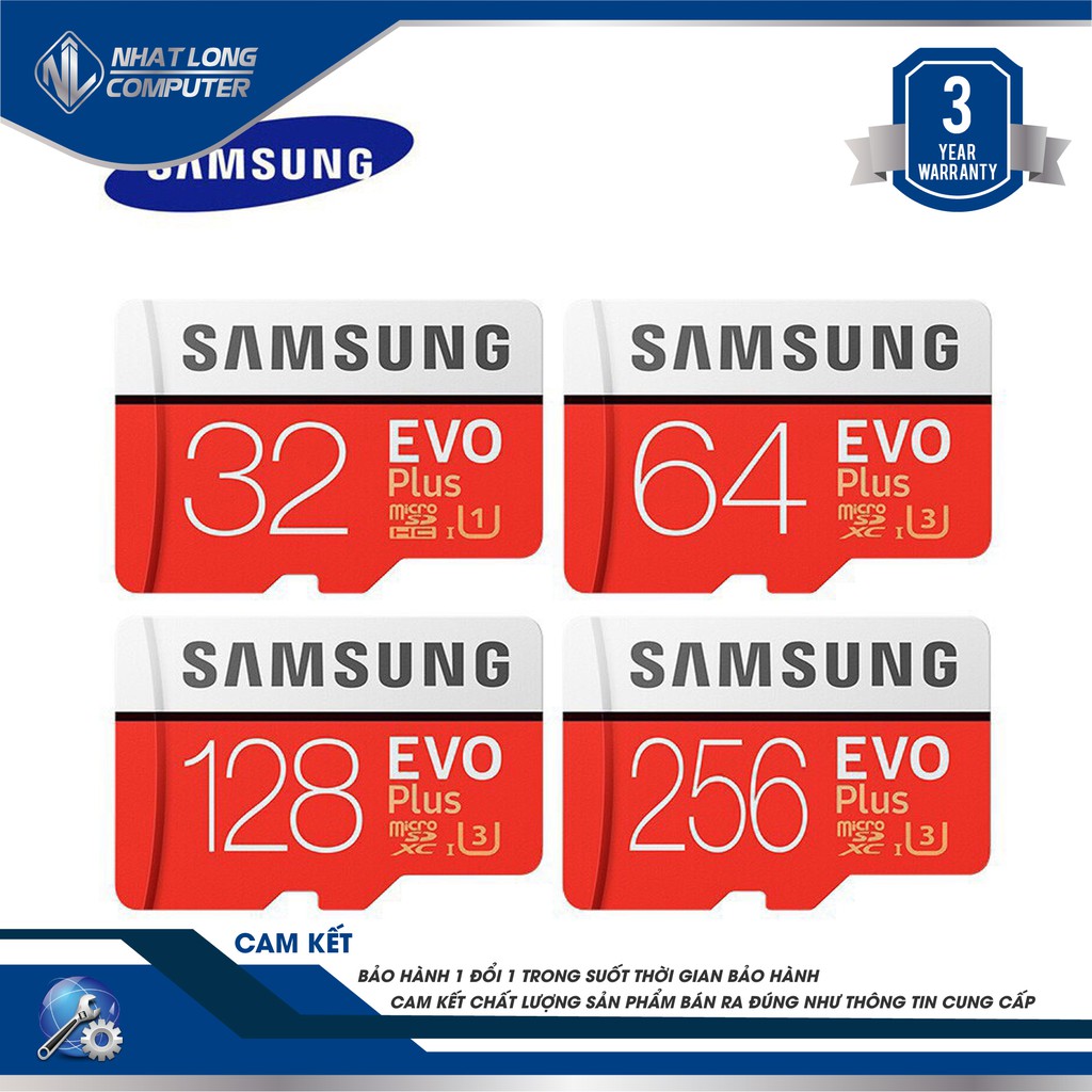 Thẻ nhớ micro SD hiệu Samsung với dung lượng 32GB/64GB/128Gb/256Gb chính hãng