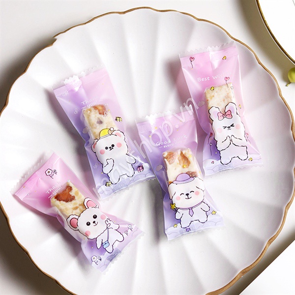 100 Túi kẹo Nougat Thỏ cầu vồng (4x9)/ TK52
