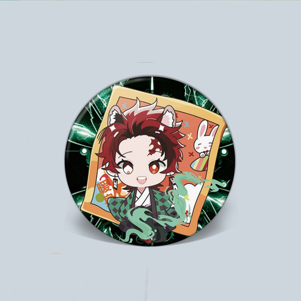 Huy hiệu cài áo in hình Kimetsu no Yaiba - Thanh Gươm Diệt Quỷ anime chibi xinh xắn dễ thương m03