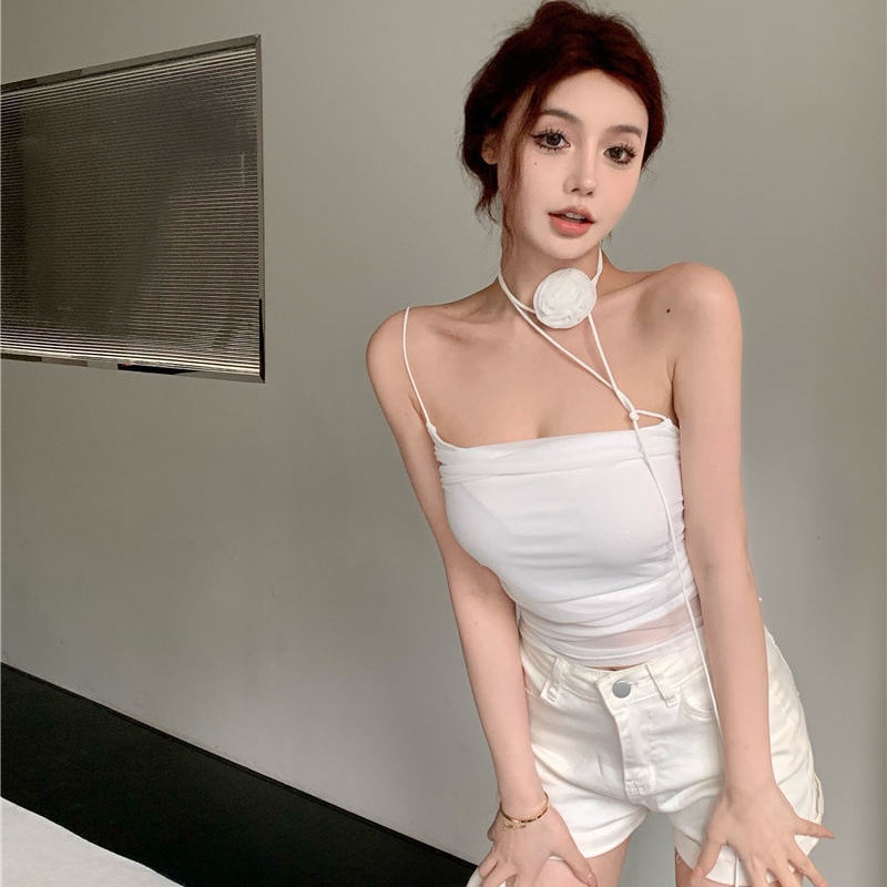 Áo Hai Dây Dáng Ngắn Popping Lala 2022 Thời Trang Mùa Hè Mới Dành Cho Bạn Nữ