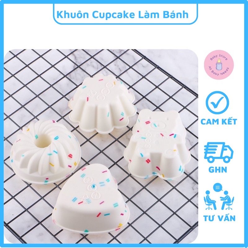 Khuôn Silicon Nướng Bánh, Khuôn Cupcake Làm Bánh Cho Bé Ăn Dặm