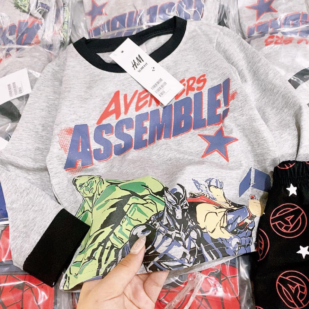 Bộ bé trai thu đông dài tay Combo 2 bộ cotton in hình Spiderman