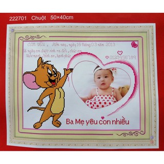 Tranh thêu chữ thập tuổi con chuột 222701 (chưa thêu)