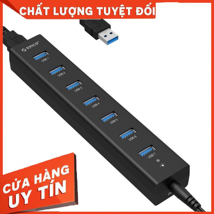 Bộ chia USB HUB 7 cổng USB 3.0 - Orico H7013-U3-AD- Bảo hành 12 tháng