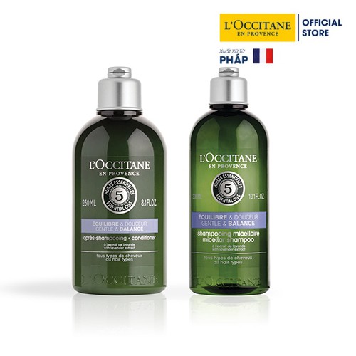 Combo Dầu Gội 300ml và Dầu Xả Gentle &amp; Balance Dành Cho Mọi Loại Tóc 250ml L'occitane