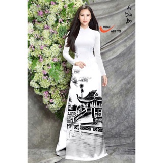 Vải áo dài phong cảnh mềm rũ