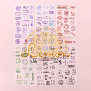 Set 6 tấm sticker/hình dán dấu ấn bưu điện cổ