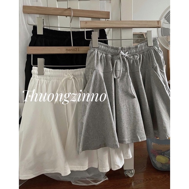 [Ảnh thật/Video] Chân váy xoè Goness lưng thun màu trơn có lót trong thời trang cho nữ Chân váy cotton dáng thể thao