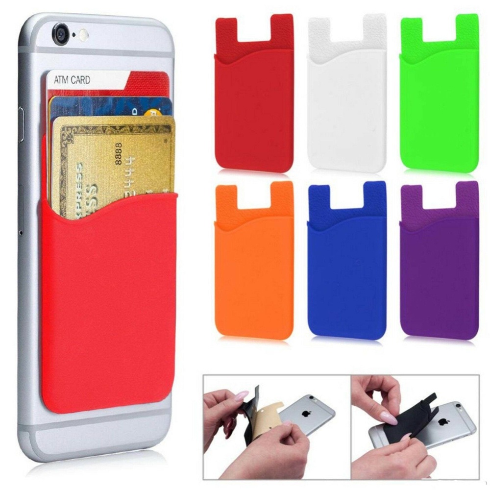 Túi Đựng Thẻ Id / Điện Thoại Bằng Silicon Mềm Co Giãn Nhiều Màu Gắn Điện Thoại Xiaomi