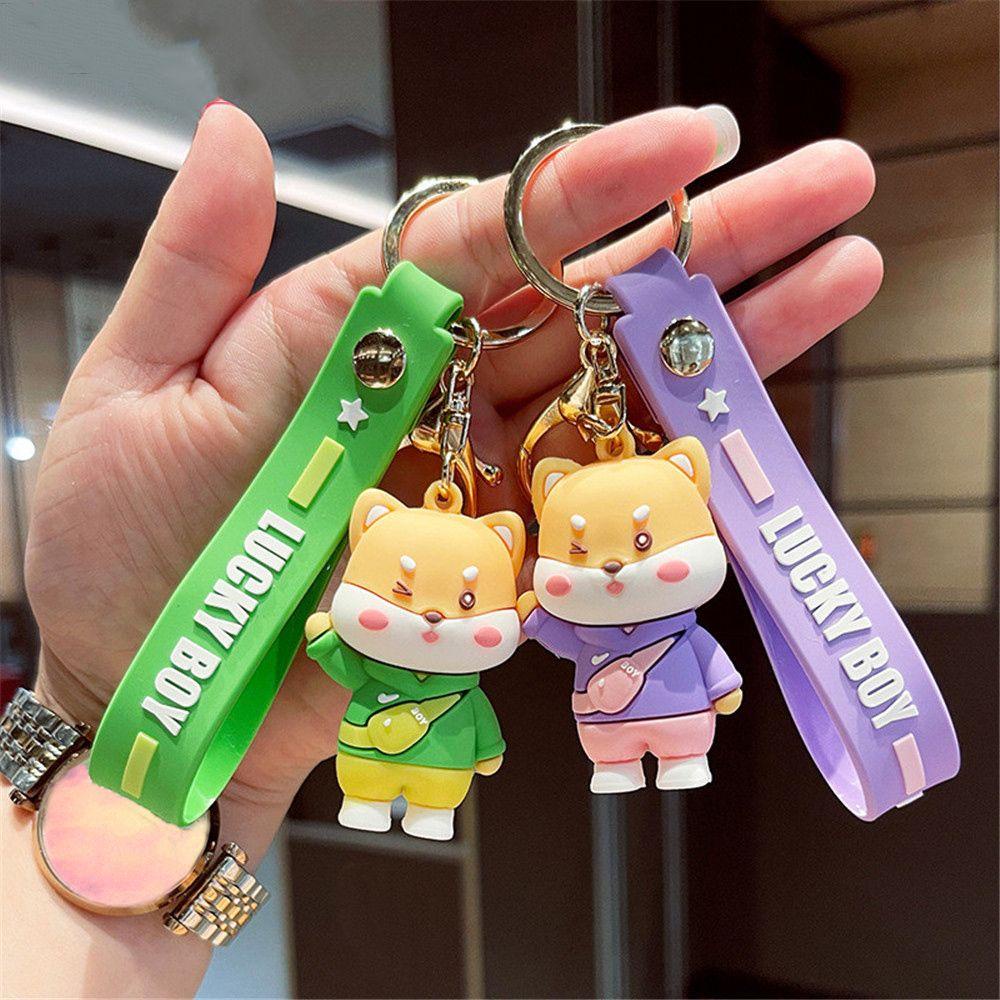 Móc Khóa Nhựa PVC Hình Chú Chó Màu Cầu Vồng Dễ Thương