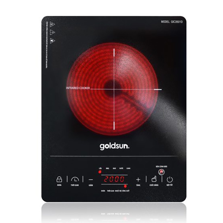 Bếp hồng ngoại, bếp từ đơn Goldsun công suất 2000W, không kén nồi - Bảo hành 12 tháng