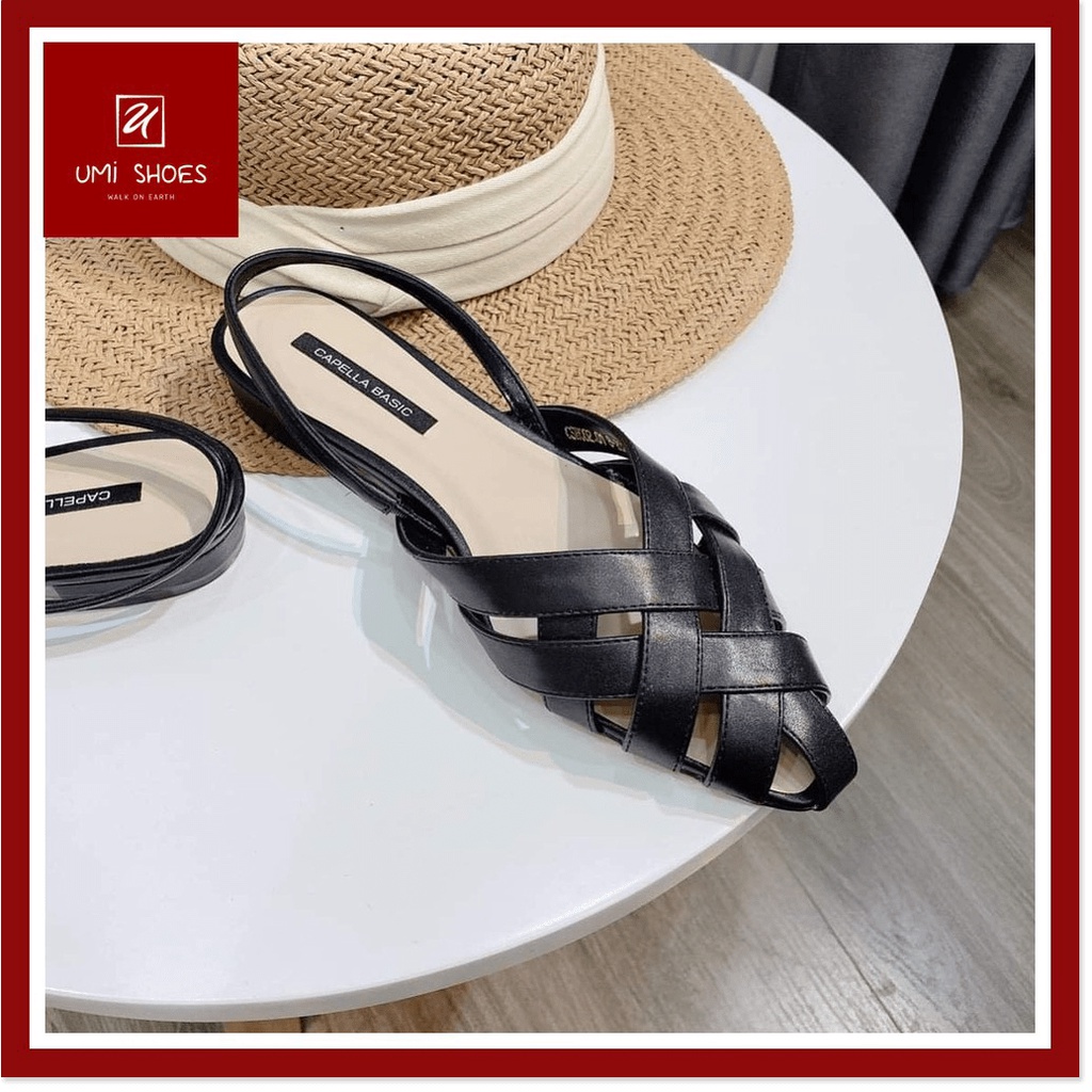 💗MILANO SHOES💗 Sandal kín bịt mũi kiểu rọ đan đế bệt mũi nhọn đơn giản nhẹ nhàng đi làm công sở văn phòng đi chơi nữ t