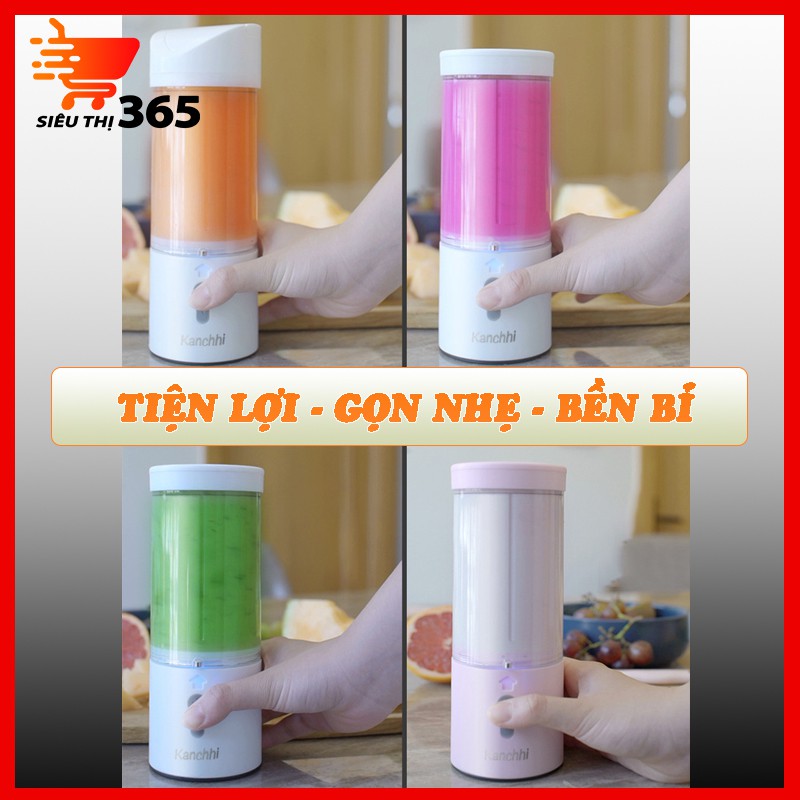 Máy Xay Sinh Tố Cầm Tay Đa Năng Kanchhi Sạc Tích Điện Cao Cấp Công Suất Lớn Bình Chứa 450ml, An Toàn Công Nghệ Nhật Bản