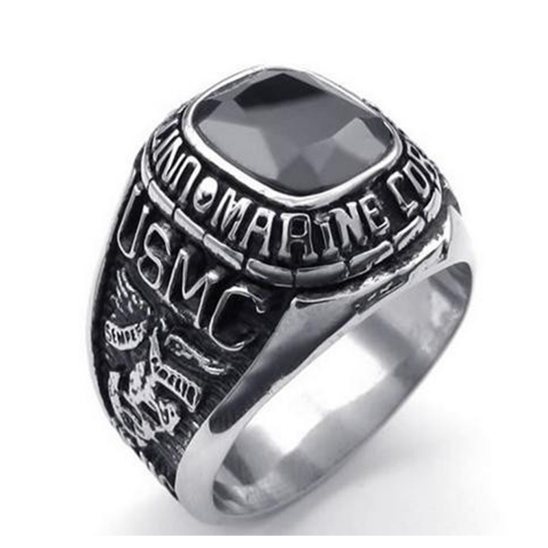 Nhẫn thép không gỉ 316L đính đá mã não kiểu dáng độc đáo thời trang cho nam