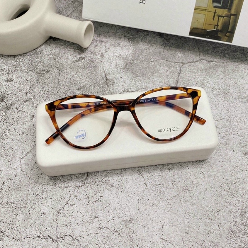 Mắt kính giả cận thời trang cao cấp JJ2360 gọng nhựa, kiểu kính hình mắt mèo nhiều màu siêu xinh dành cho phái nữ