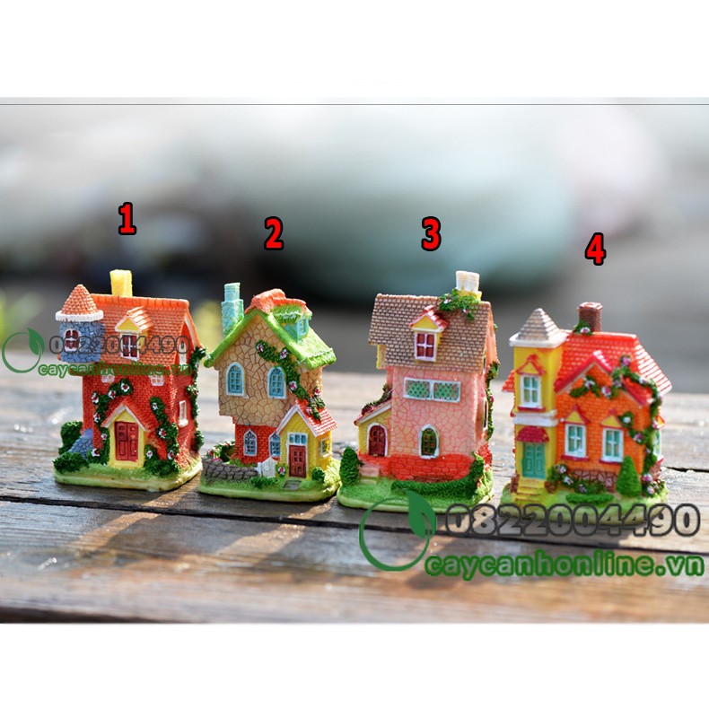 Mô hình nhà biệt thự 2 tầng, phụ kiện tiểu cảnh, trang trí để bàn